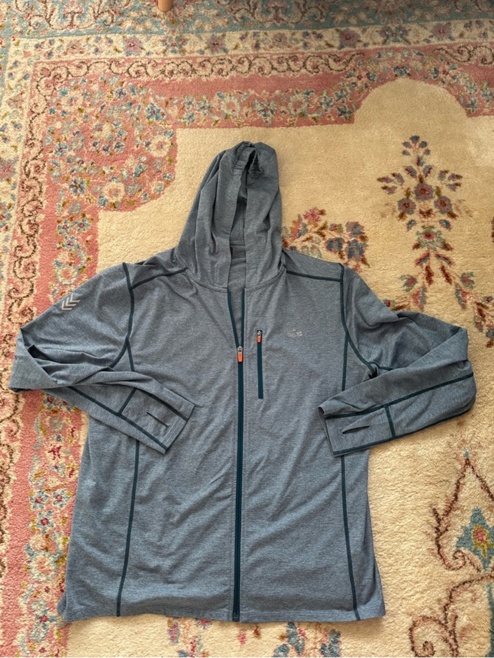 Lacoste Sport Full Zip Hoodie Jacket Grey XXL Athletic Performance